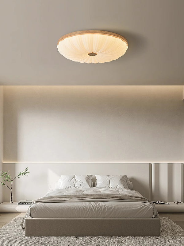 Wood color cream style bedroom ceiling lamp