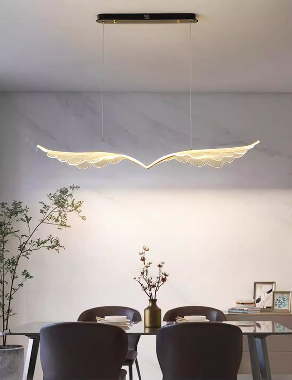 Nordic long strip creative wings led dining chandelier