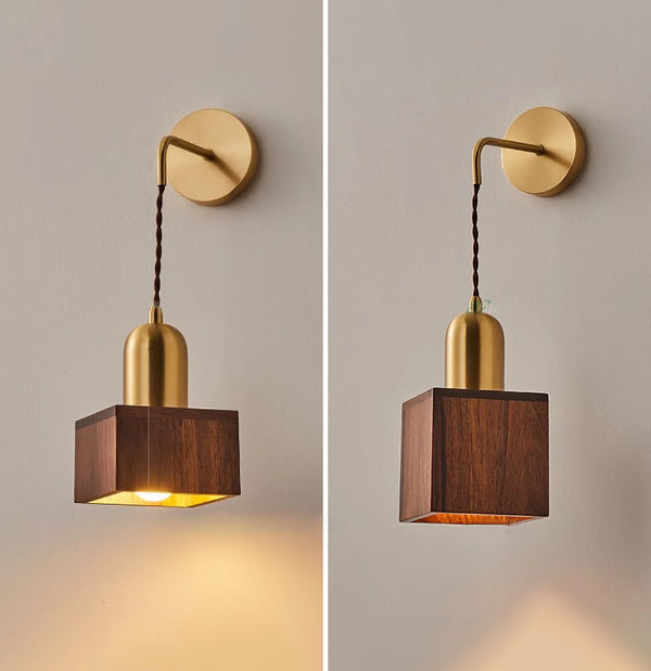 Wandlampe aus Massivholz im japanischen Stil komplett aus Kupfer