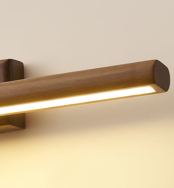Wandlampe aus massivem Holz mit langem Spiegel