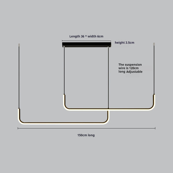 Suspension de salle à manger moderne à LED géométrique à longue bande