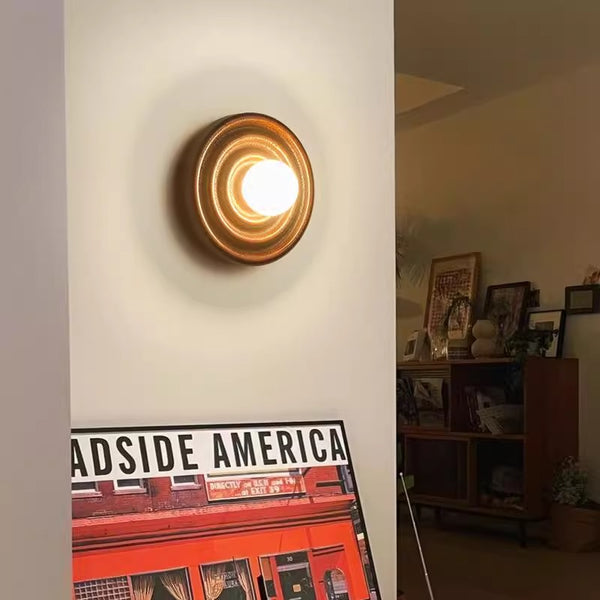Wandlampe aus Massivholz im japanischen Stil mit Wasserkräuselungen