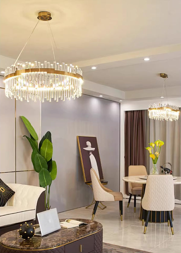 French light luxury LED living room crystal chandelier