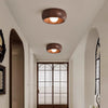 Round creative wood grain corridor ceiling lamp