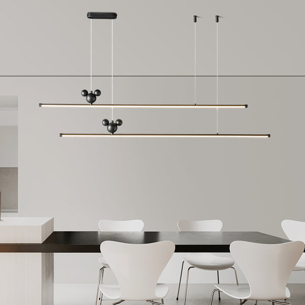 All-copper minimalist long strip restaurant chandelier