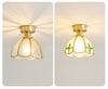 American retro copper color glass entrance corridor ceiling lamp
