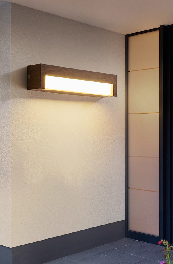 Lampe de chevet murale rétro à longues bandes en grain de bois