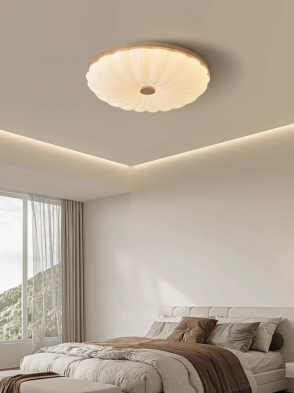 Wood color cream style bedroom ceiling lamp
