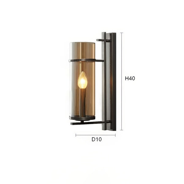 All copper glass bedroom wall light