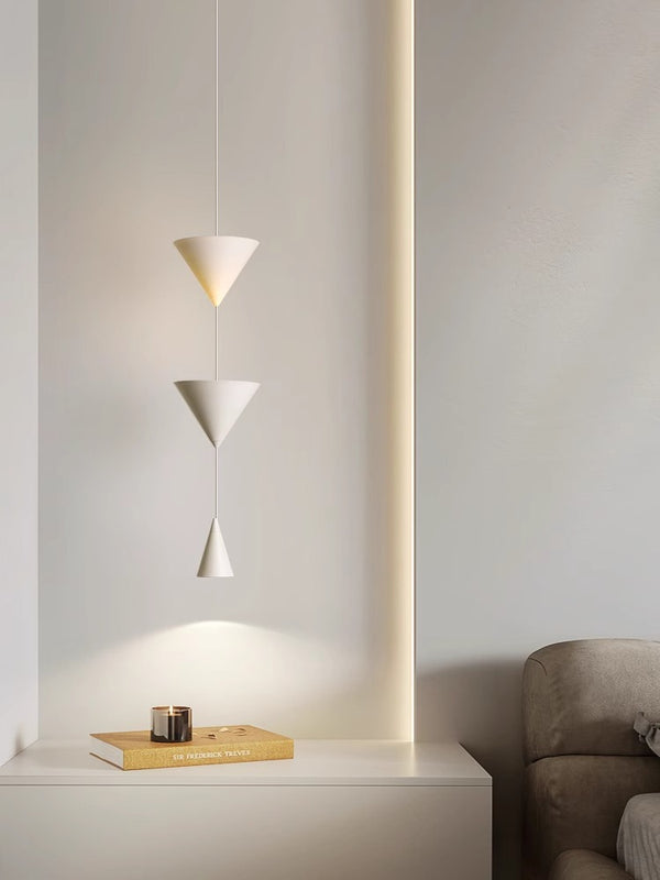 Minimalist conical bedroom bedside background wall chandelier