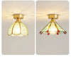 American retro copper color glass entrance corridor ceiling lamp