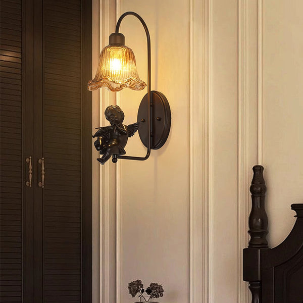 Creative retro bedroom bedside aisle wall lamp