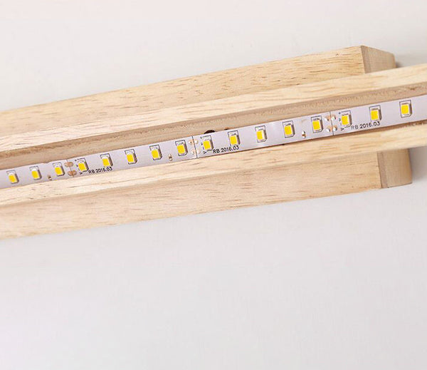 Applique murale LED en bois massif avec miroir