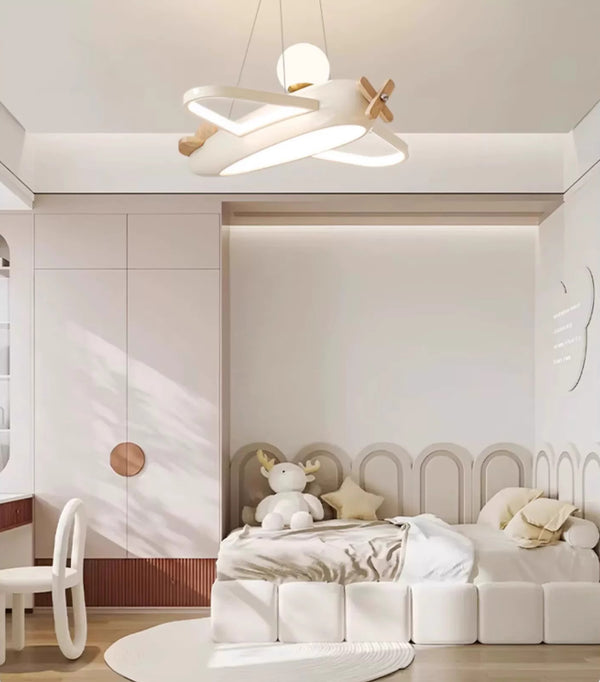 Lustre avion de style crème pour chambre d'enfant