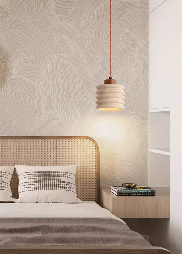 Japanese style creative yellow travertine bedroom chandelier