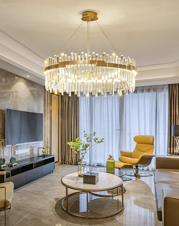 French light luxury LED living room crystal chandelier