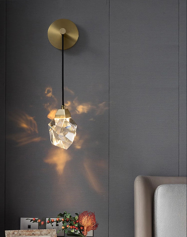 Nordic copper glass bedroom wall lamp