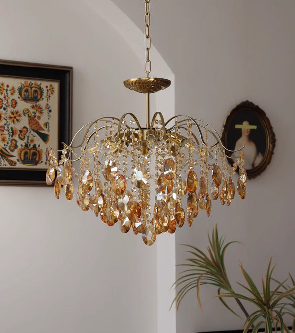 French retro glass chandelier
