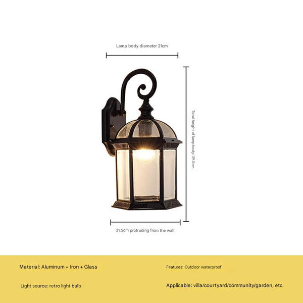 American retro outdoor waterproof courtyard corridor balcony wall lamp