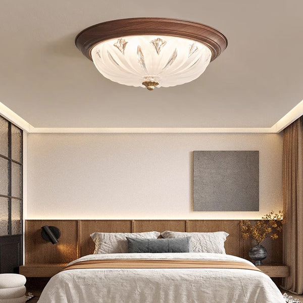 Walnut Color Glass Bedroom Ceiling Light