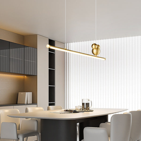 All-copper minimalist long strip restaurant chandelier