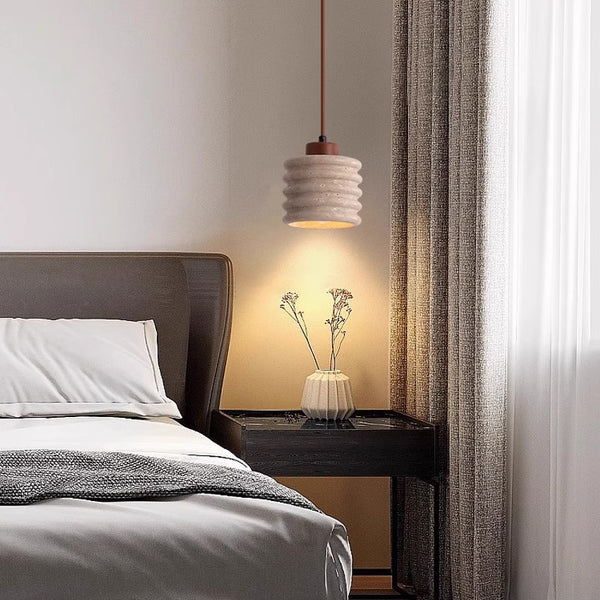 Japanese style creative yellow travertine bedroom chandelier