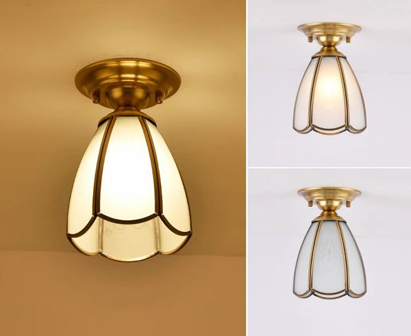 European style copper home decoration corridor entrance balcony small ceiling lamp