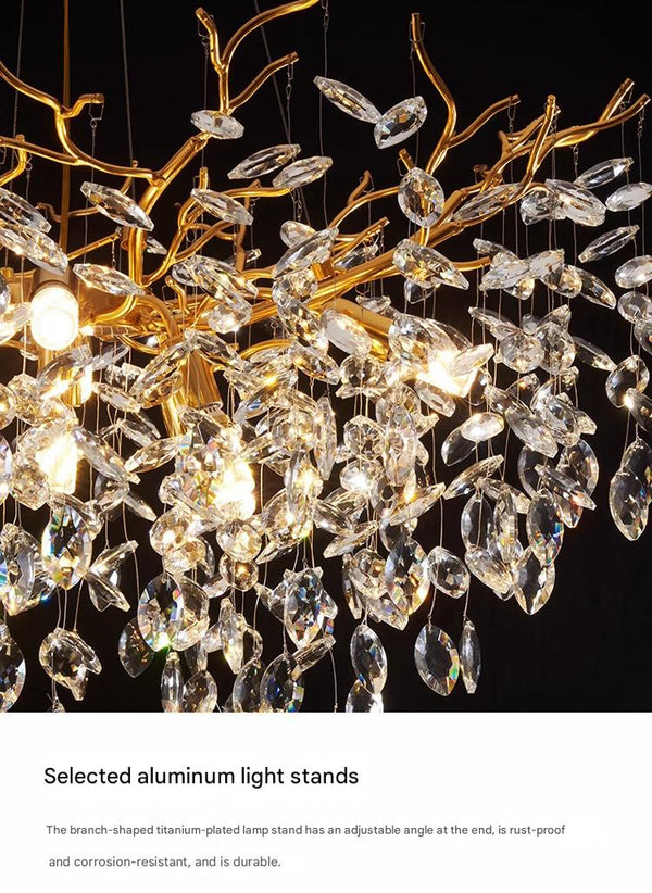 French creative branch crystal living room and dining room chandelier