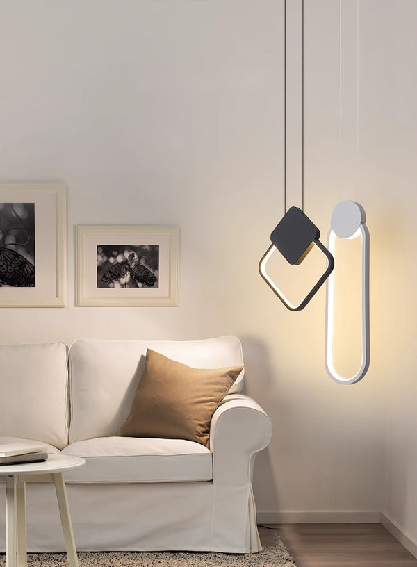 Minimalist LED Line Bedroom Bedside Chandelier