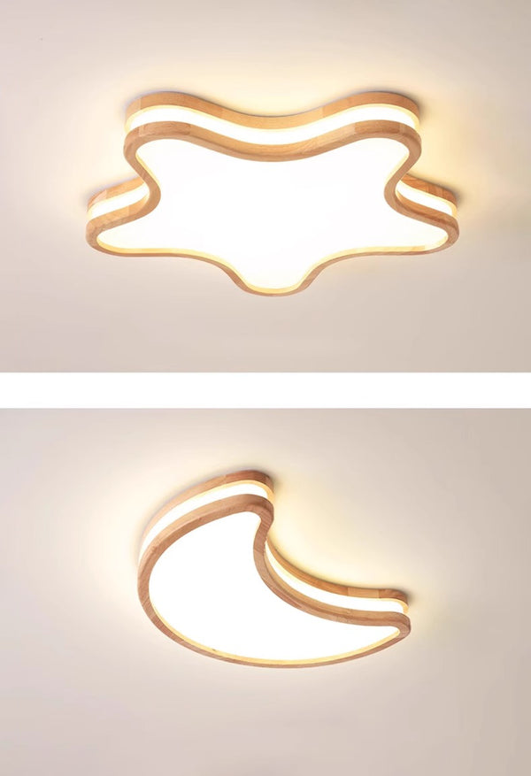 LED children's room solid wood ceiling lamp