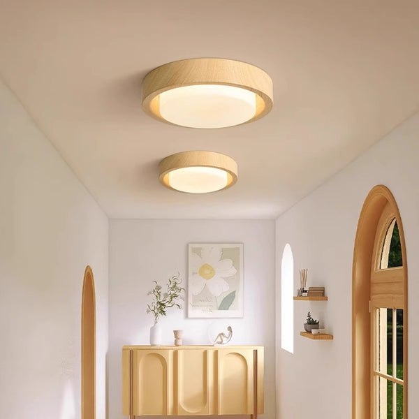 Medieval style wood grain glass bedroom ceiling lamp