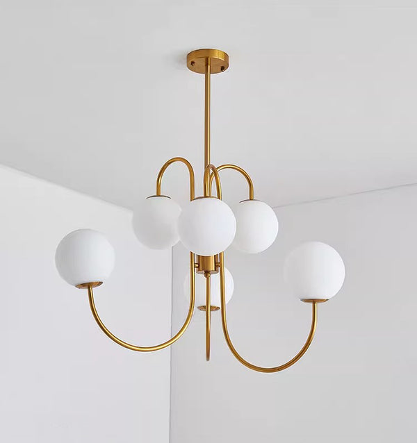 Lustre boule en verre blanc laiteux Nordic Magic Bean