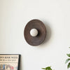 Vintage solid wood disc wall lamp