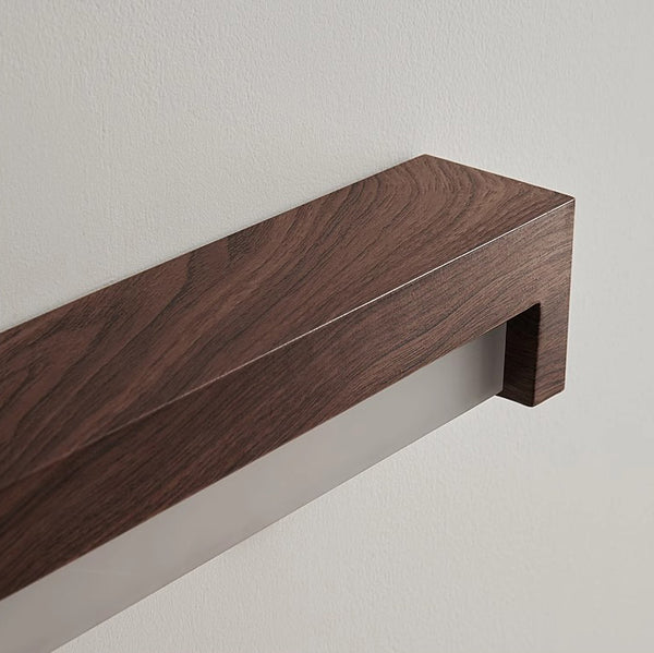 Lampe de chevet murale rétro à longues bandes en grain de bois