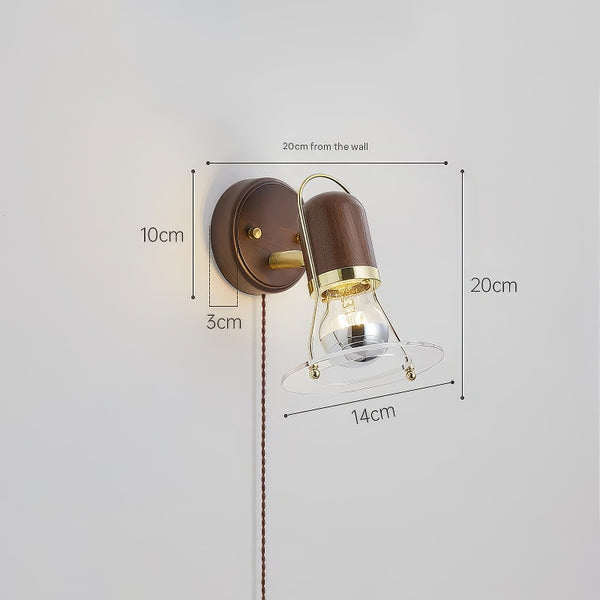 Lampe de chevet murale rotative en noyer