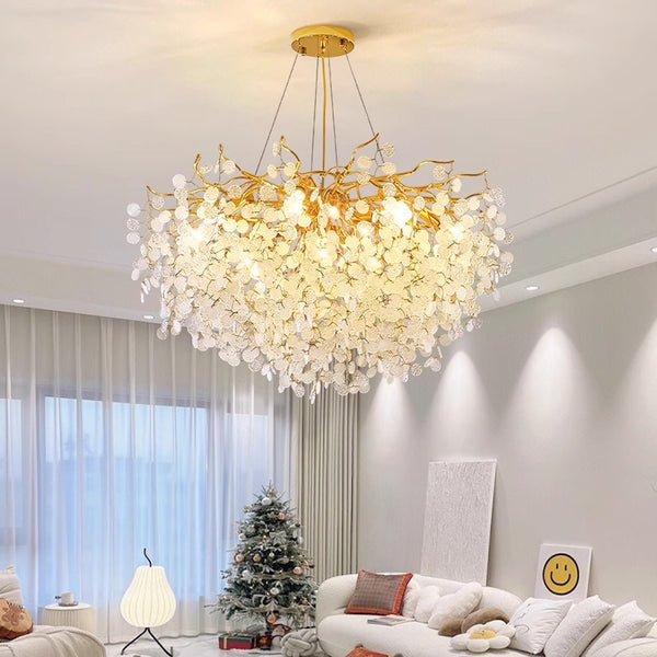 French light luxury glass living room chandelier