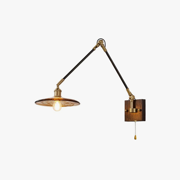 Medieval style bedroom bedside retro movable rocker arm wall lamp