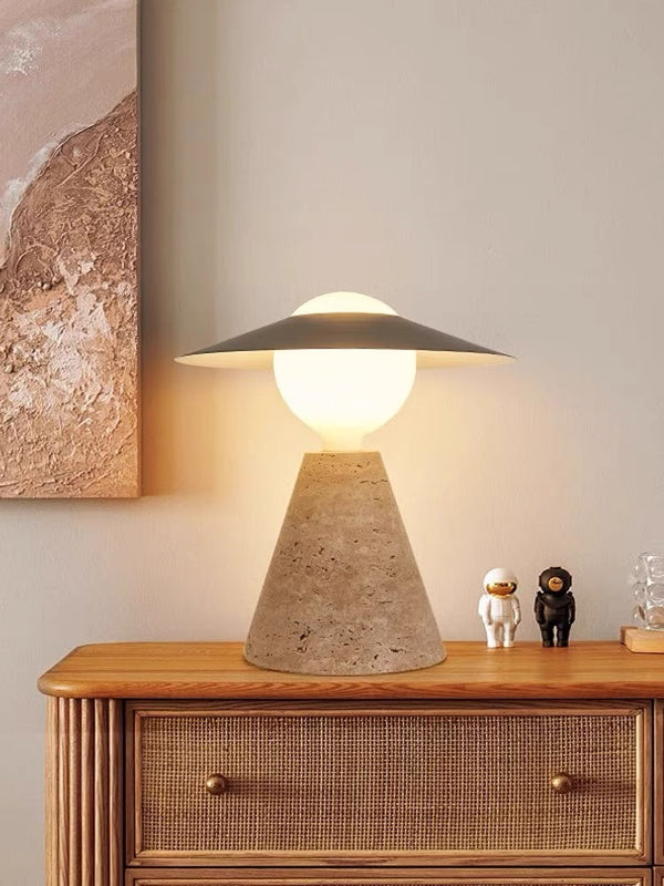Japanese yellow travertine table lamp