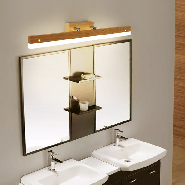 Applique murale LED en bois massif avec miroir