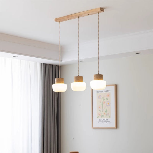 Lampe à suspension de salle à manger de style japonais de couleur crème