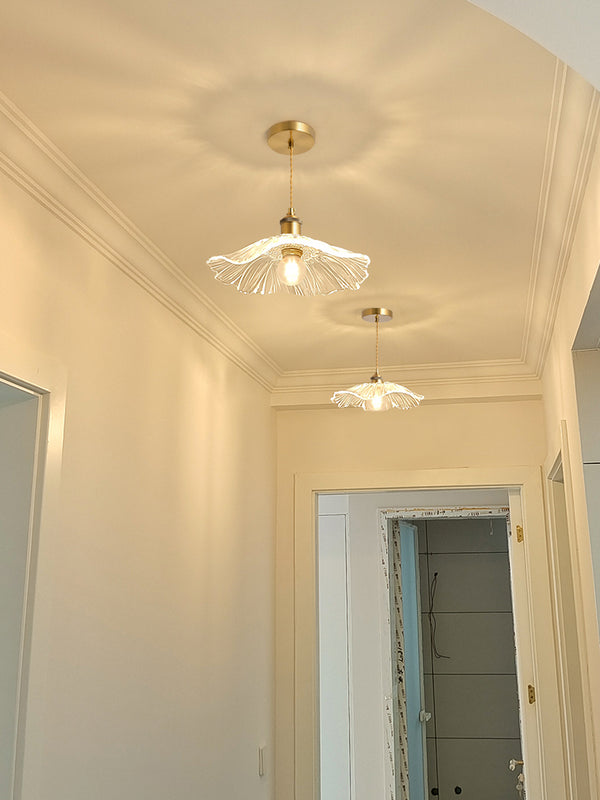 Lustre créatif en verre en forme de feuille de lotus