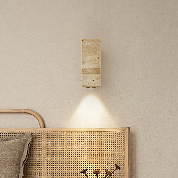 Gelbe Nachttisch-Wandlampe aus Travertin