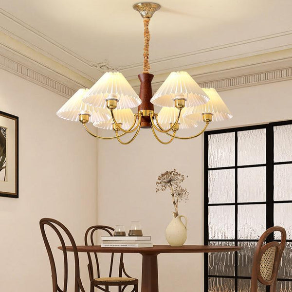 All copper vintage chandelier walnut grain lamp