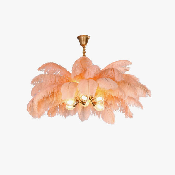 Creative personality all-copper ostrich feather chandelier
