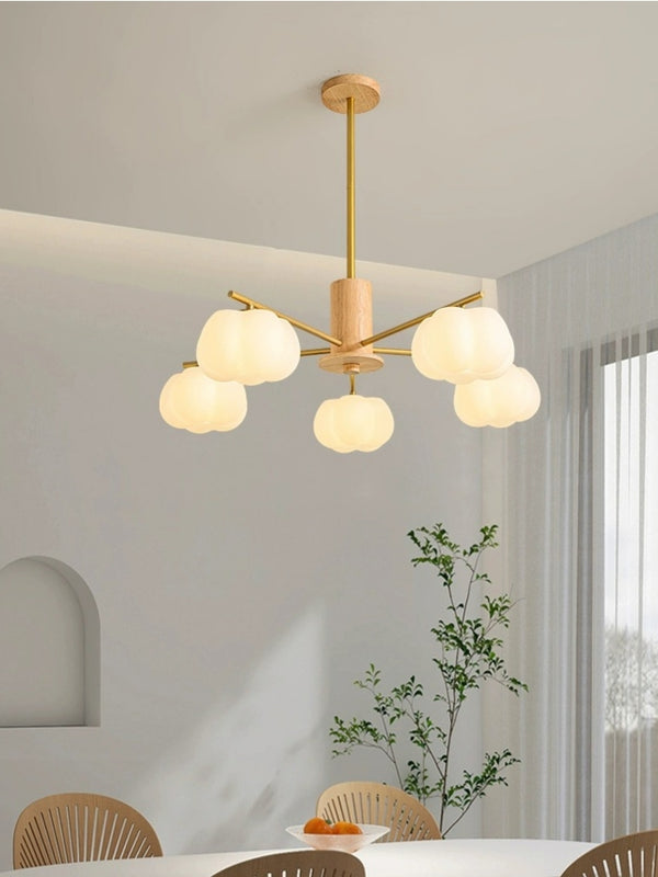 Rubber Wood Pumpkin Chandelier