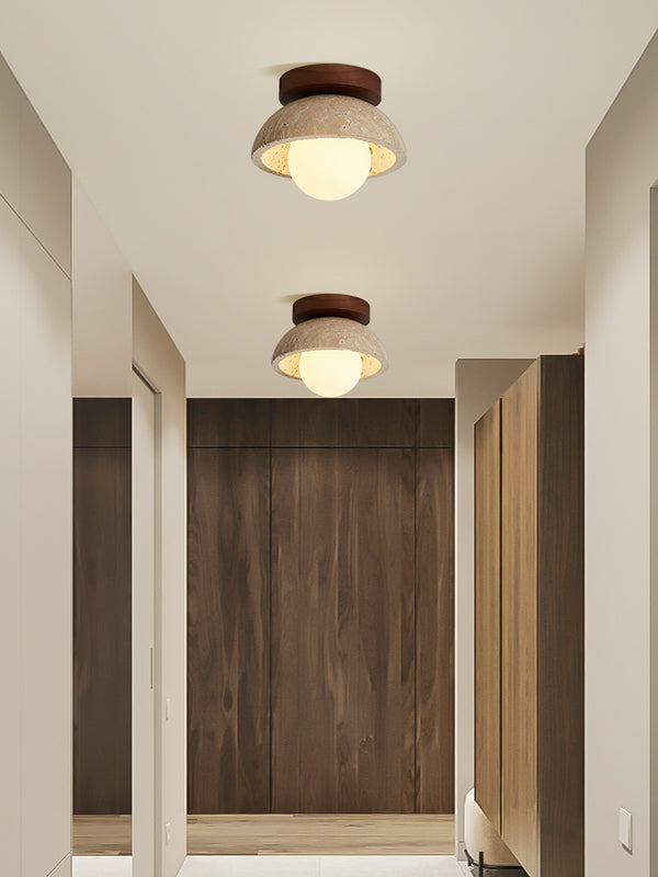 Plafonnier d'allée en travertin jaune