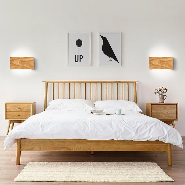 LED-Wandleuchte aus Massivholz im japanischen Stil