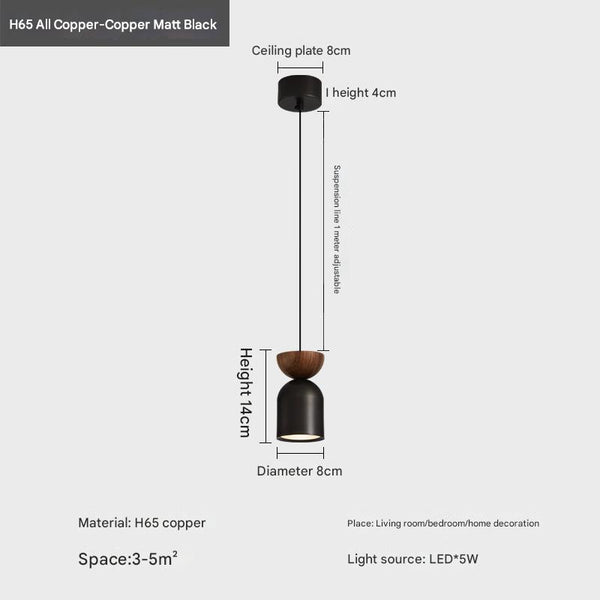 All copper bedroom bedside chandelier