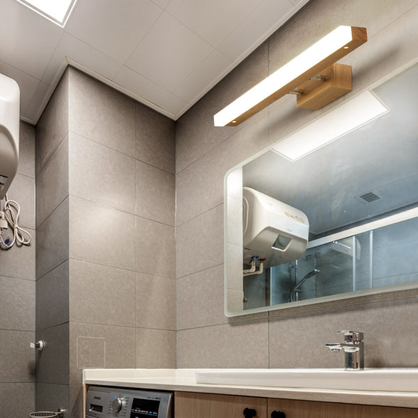 Applique murale LED en bois massif avec miroir