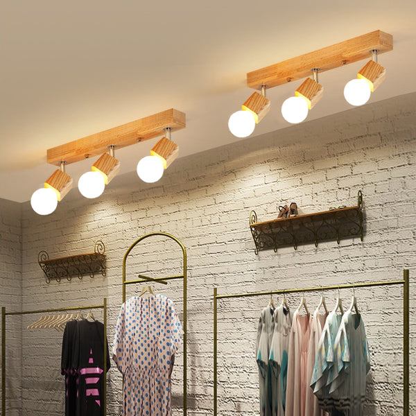 Applique simple avec miroir en bois massif